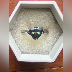 Mystic fire topaz in 925 silver ring